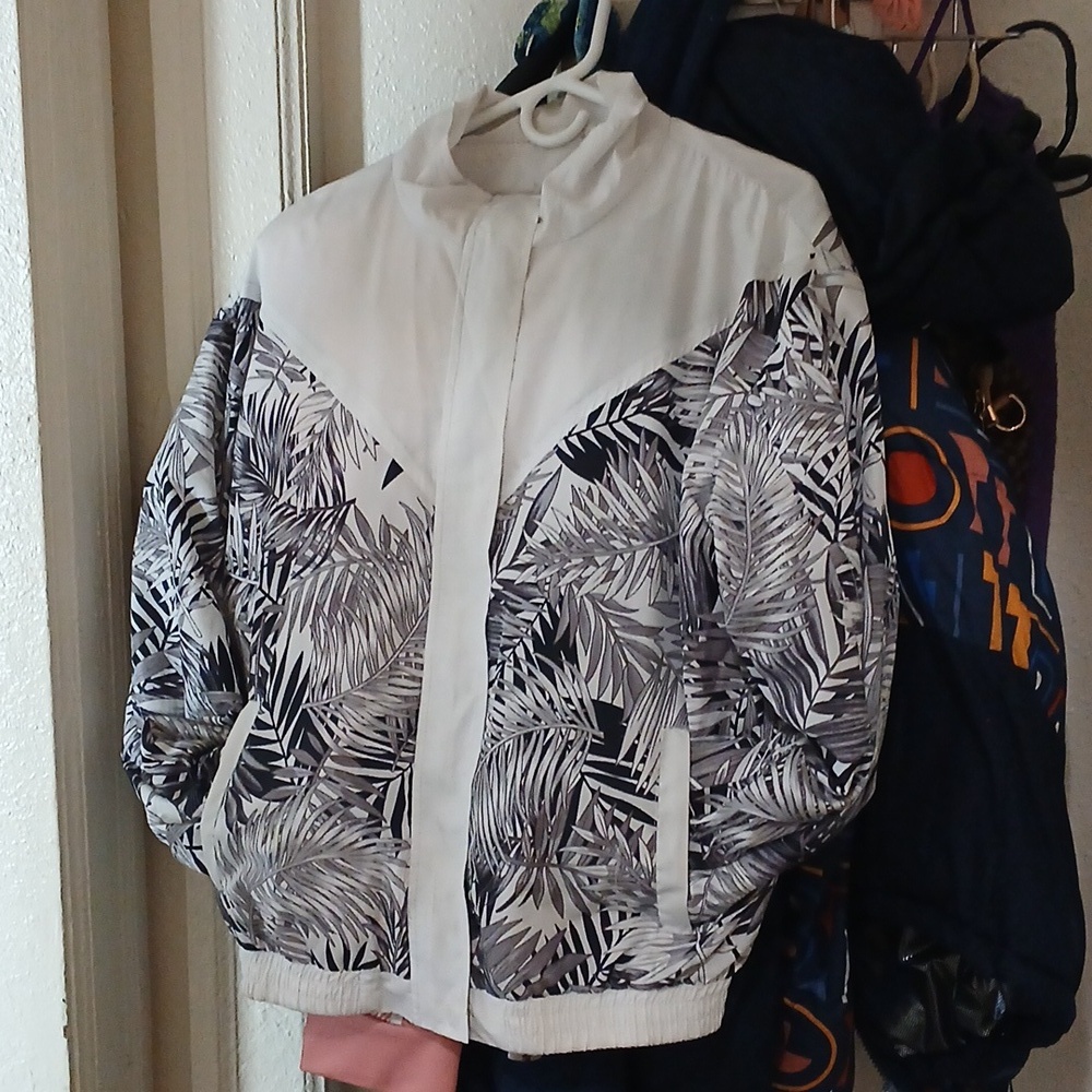 1 Sunset Lane Palm Leaf Windbreaker Jacket Size Small